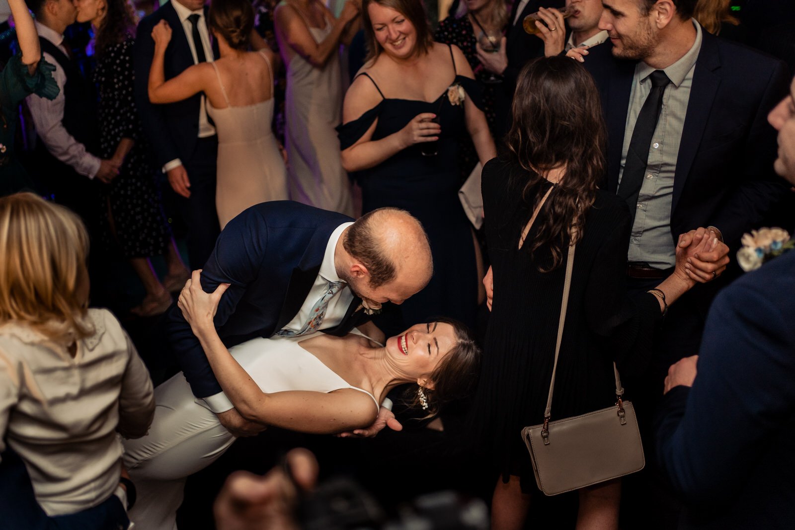 bride and groom dancing
