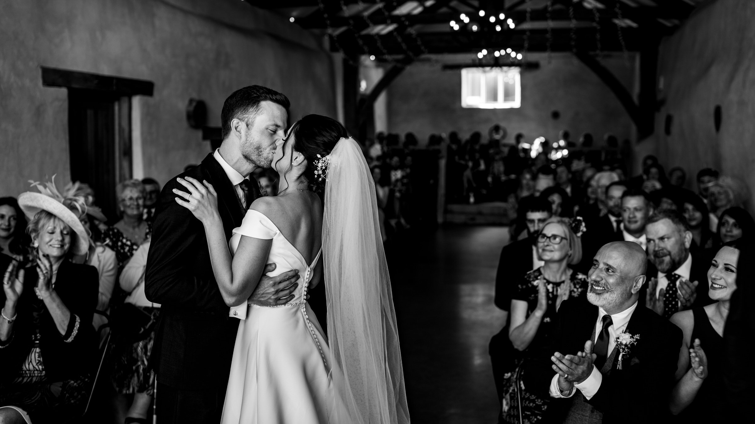 first kiss - upton barn - devon - wedding.jpg