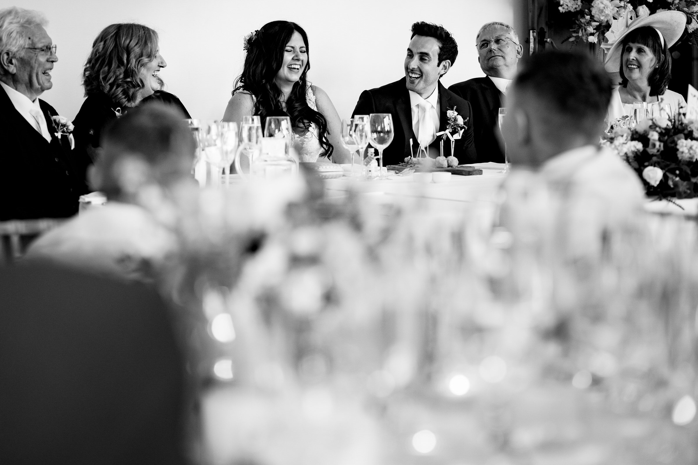 speeches - black and white - groom - bride - smile - devon.jpg