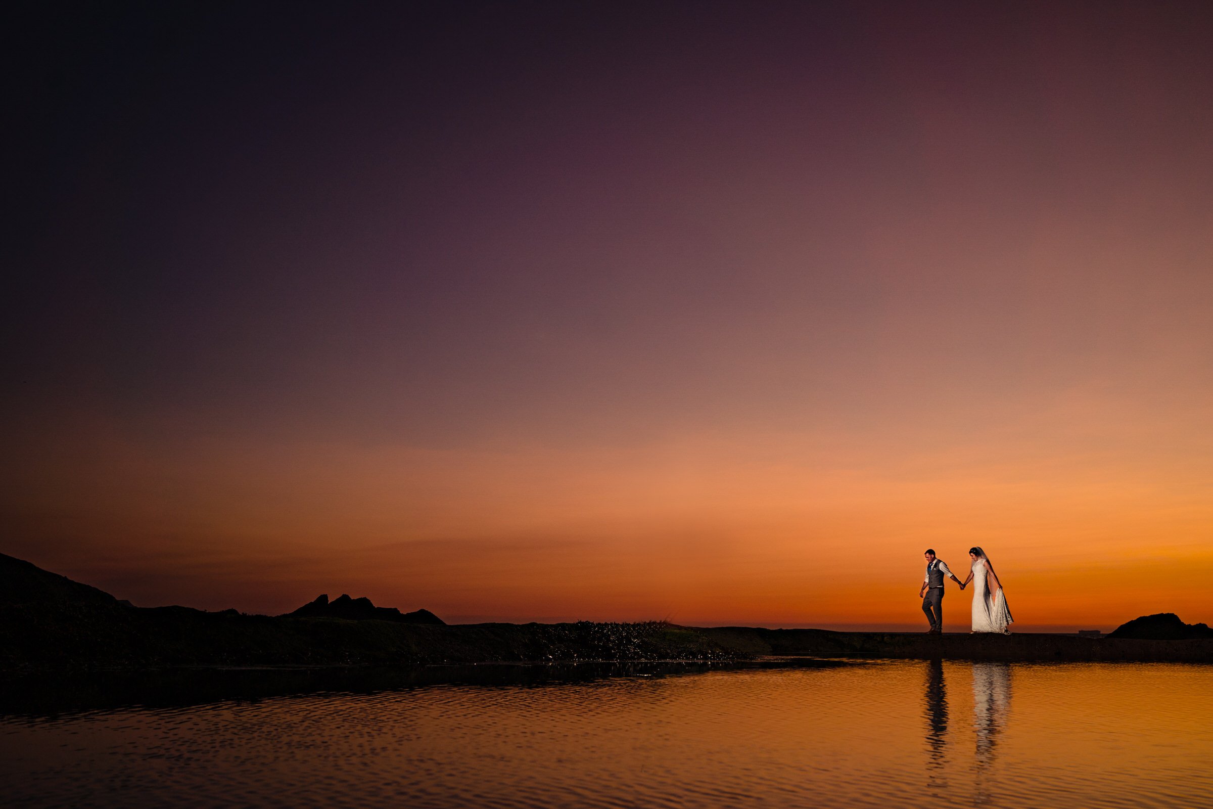 sunset - beach - reflection - sea - wedding - tunnels beaches - devon.jpg